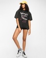 Shop Women's Black Freedom Wings Graphic Printed Oversized Acid Wash T-shirt