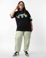 Shop Women's Black Friends & Feelings Graphic Printed Oversized Plus Size T-shirt-Full