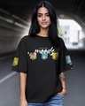 Shop Women's Black Friends & Feelings T&J Graphic Printed Oversized T-shirt-Front