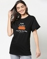 Shop Women's Black Friends Hard Day Typography Boyfriend T-shirt (FRL)-Front