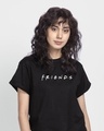 Shop Women's Black Friends Logo (FRL) Printed Boyfriend T-shirt-Front