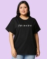 Shop Women's Black Friends Logo Typography Boyfriend Plus Size T-shirt-Front