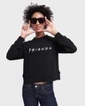 Shop Women's Black Friends Logo Typography Oversized Sweatshirt-Front