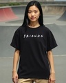 Shop Women's Black Friends Typography Boyfriend T-shirt-Front