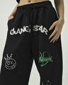 Shop Women's Black Gangstar Graphic Printed Super Loose Fit Joggers
