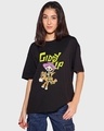 Shop Women's Black Giddy Up Graphic Printed Boyfriend T-shirt-Front