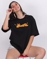 Shop Women's Black Giraffe Graphic Printed Oversized T-shirt-Full