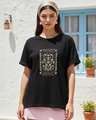 Shop Women's Black Golden Energy Graphic Printed Boyfriend T-shirt-Front