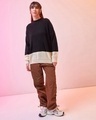 Shop Women's Black & Gradenia Super Loose Fit Sweater