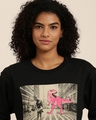 Shop Women's Black Graphic Print Oversized Sweatshirt-Full