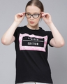 Shop Women's Black Graphic Print T-shirt-Front