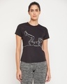 Shop Women's Black Graphic Printed Activewear T-shirt-Front