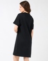 Shop Women's Black Graphic Printed Oversized T-Shirt Dress-Design