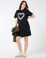 Shop Women's Black Graphic Printed Oversized T-Shirt Dress-Full