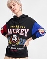 Shop Women's Black Mickey Graphic Printed Oversized Hoodies-Front