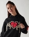 Shop Women's Black Graphic Printed Oversized Hoodies