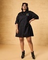 Shop Women's Black Graphic Printed Oversized Plus Size Shirt Dress-Full