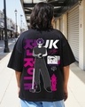 Shop Women's Black Graphic Printed Oversized Plus Size T-shirt-Front