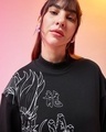 Shop Women's Black Graphic Printed Oversized Sweatshirt