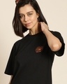 Shop Women's Black Graphic Printed Oversized T-shirt-Full