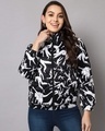 Shop Women's Black Graphic Printed Puffer Jacket-Front