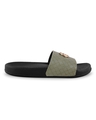 Shop Women's Black & Green Embellished Sliders-Full