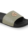 Shop Women's Black & Green Embellished Sliders