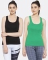 Shop Pack of 2 Women's Black & Green Tank Tops-Front