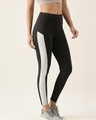 Shop Women's Black & Grey Color Block Skinny Fit Tights-Design