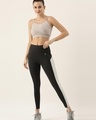 Shop Women's Black & Grey Color Block Skinny Fit Tights