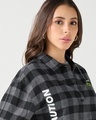 Shop Women's Black & Grey Modern Noise Checked Oversized Cropped Shirt