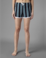 Shop Women's Black & Grey Striped Lounge Shorts-Front
