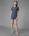 Shop Women's Black & Grey Striped Lounge Shorts