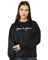 Shop Women's Black Grow In Grace Typography Sweatshirt-Front