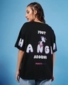 Shop Women's Black Hang In Around Graphic Printed Oversized T-shirt-Full