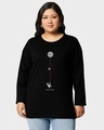 Shop Women's Black Hangin Astronaut Graphic Printed Plus Size T-shirt-Front