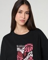 Shop Women's Black Happiness Graphic Printed Oversized T-shirt