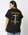 Shop Women's Black Happiness Typography Plus Size Boyfriend T-shirt-Design