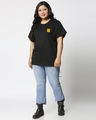 Shop Women's Black Happiness Typography Plus Size Boyfriend T-shirt-Full