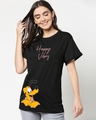 Shop Women's Black Happy Vibes Pluto Graphic Printed Boyfriend T-shirt-Front