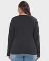 Shop Women's Black Henley Neck Plus Size Slim Fit T-shirt-Full