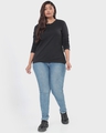 Shop Women's Black Henley Neck Plus Size Slim Fit T-shirt