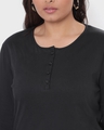 Shop Women's Black Henley Neck Plus Size Slim Fit T-shirt