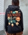 Shop Women's Black Hogwarts Home Graphic Printed Oversized Hoodies-Front