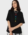 Shop Women's Black House of Hogwarts Graphic Printed Oversized T-shirt-Front