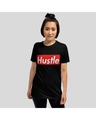 Shop Women's Black Hustle Typography T-shirt-Front