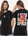 Shop Women's Black Need Space Teddy Graphic Printed Boyfriend T-shirt-Front