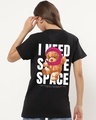 Shop Women's Black Need Space Teddy Graphic Printed Boyfriend T-shirt-Design