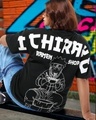 Shop Women's Black Ichiraku Ramen Shop Graphic Printed Oversized Plus Size T-shirt-Front