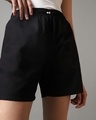 Shop Women's Black Plus Size Boxer Shorts-Front